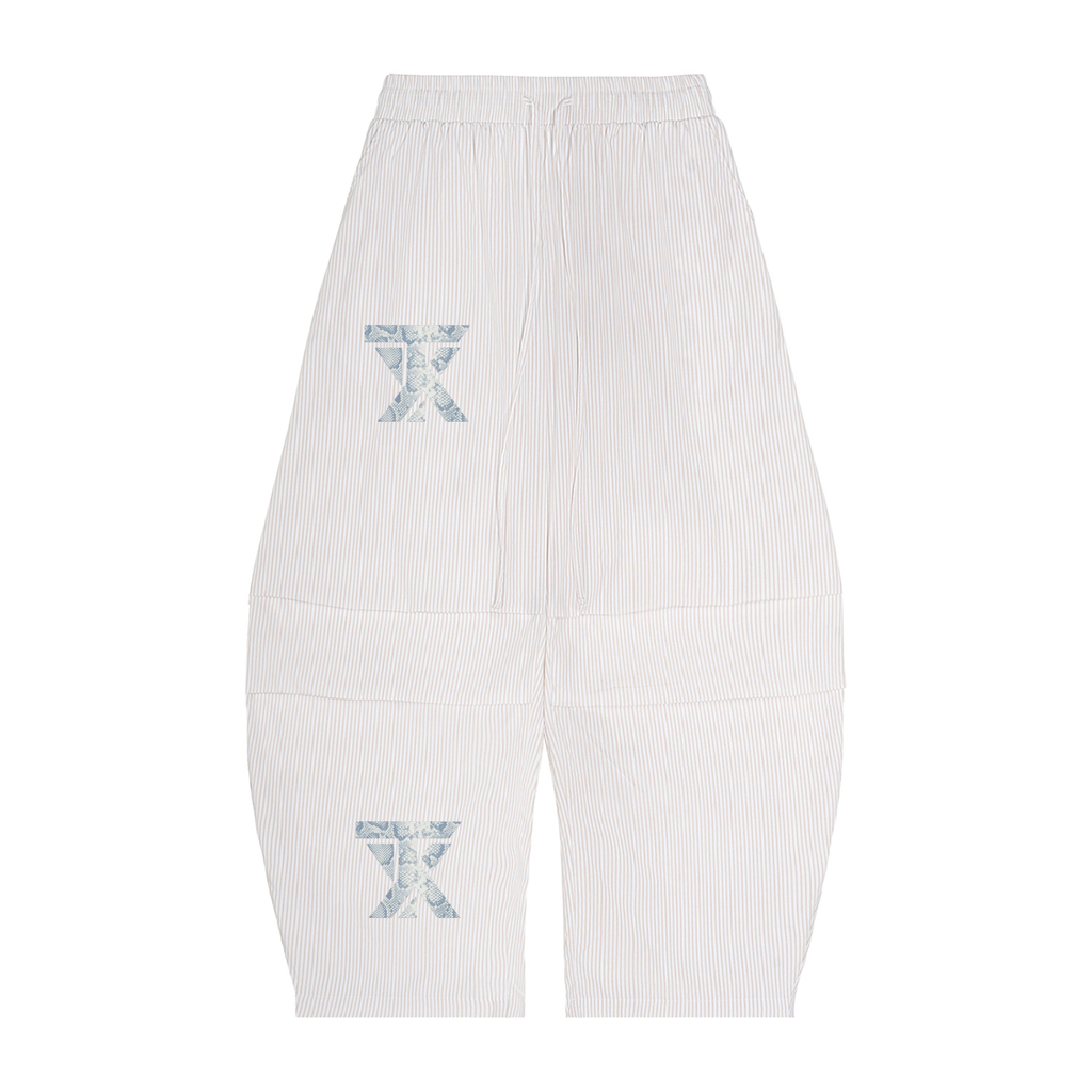 Vertical Stripe Drawstring Barrel Pants ODMPOD