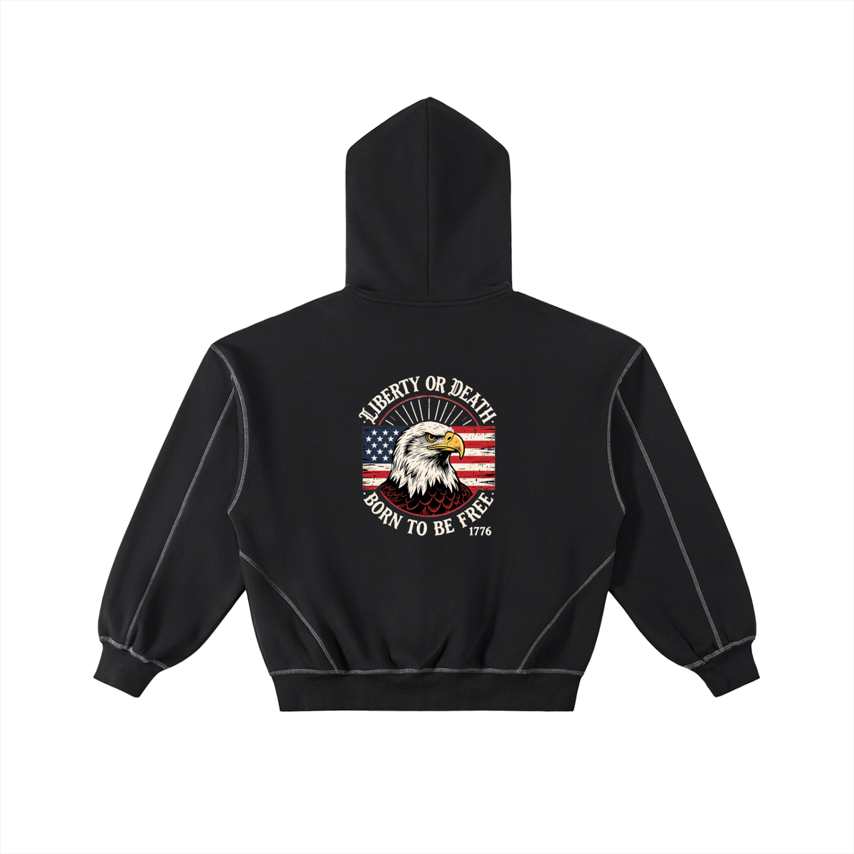 "Leave a Mark" Contrast-Stitched Boxy Fleece Zip Hoodie ODMPOD