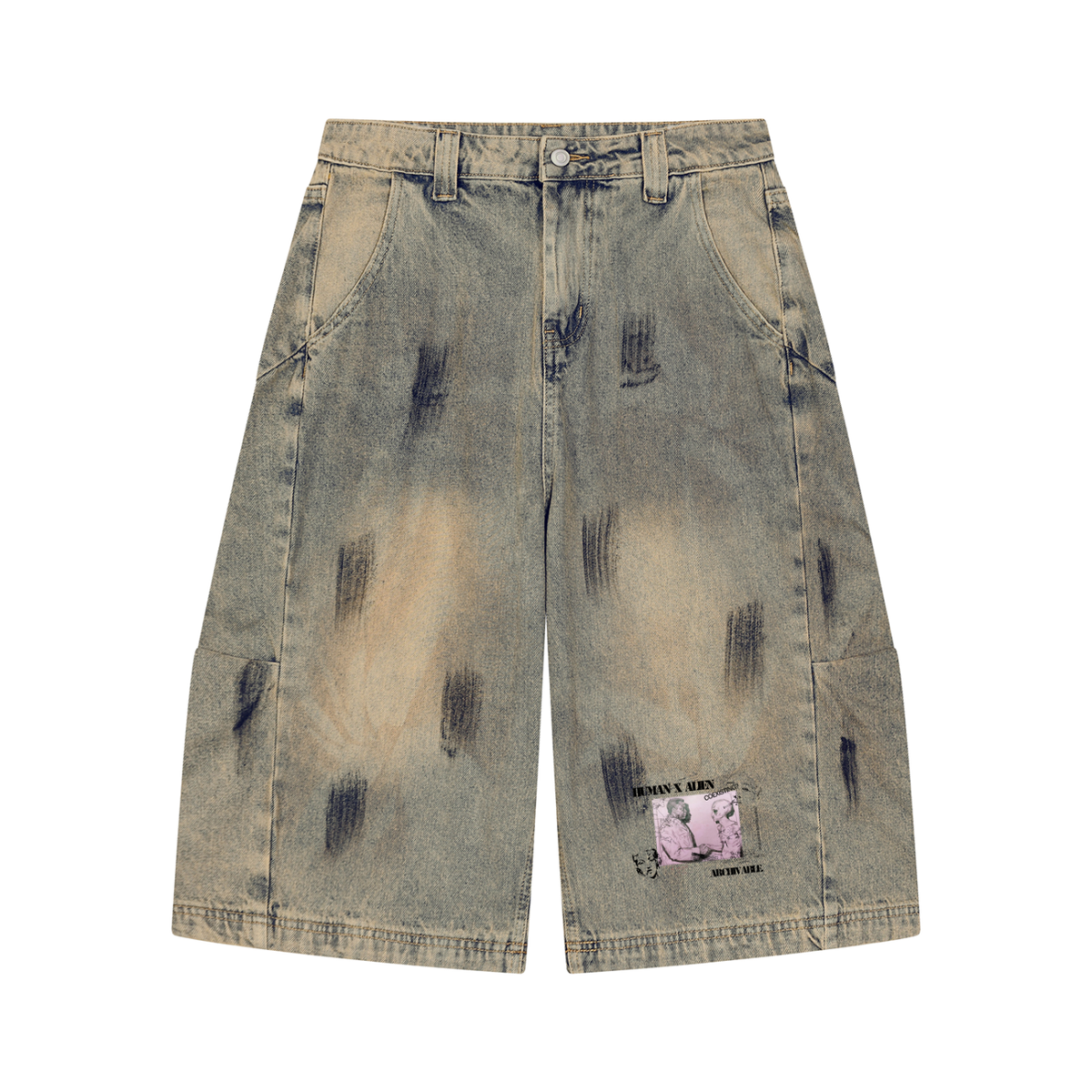 "Human vs Alien" Vintage Wash Denim Jeans ODMPOD