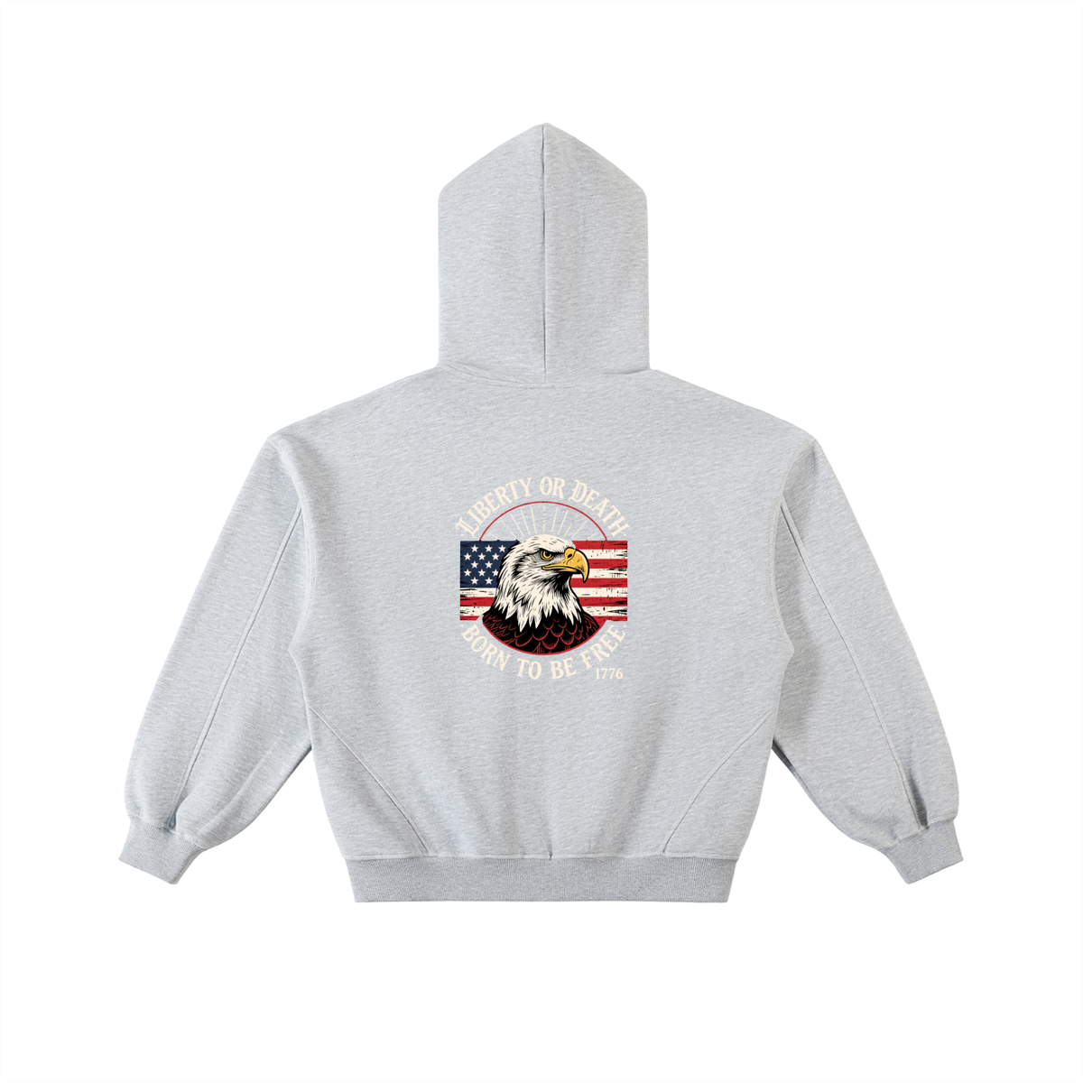 "Leave a Mark" Contrast-Stitched Boxy Fleece Zip Hoodie ODMPOD