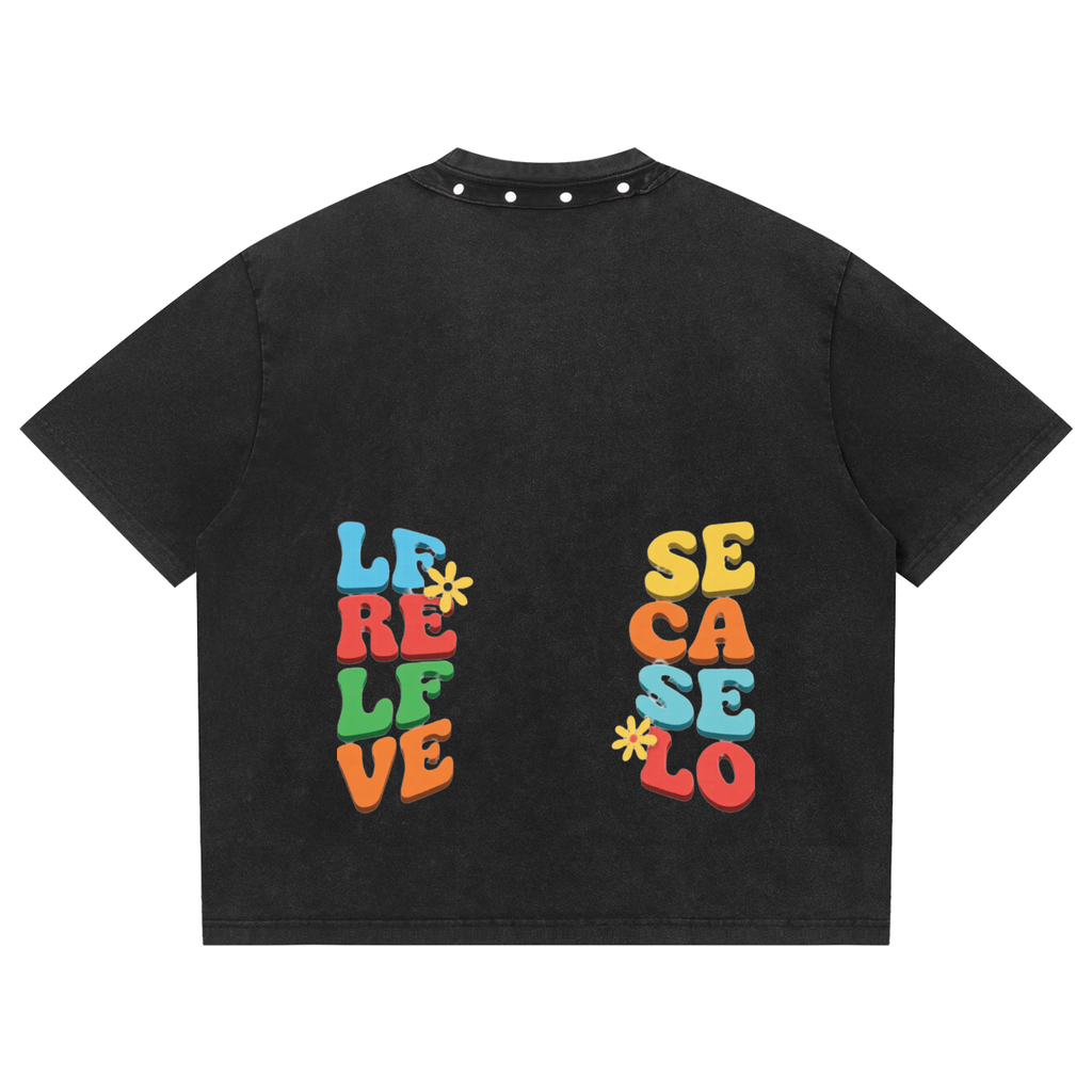 Unisex Washed Boxy Studded T-Shirt ODMPOD