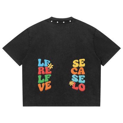 Unisex Washed Boxy Studded T-Shirt ODMPOD