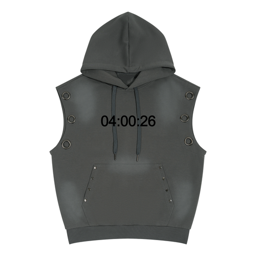 "04:00:26" Vintage Wash Sun Fade Sleeveless Hoodie ODMPOD