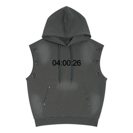 "04:00:26" Vintage Wash Sun Fade Sleeveless Hoodie ODMPOD