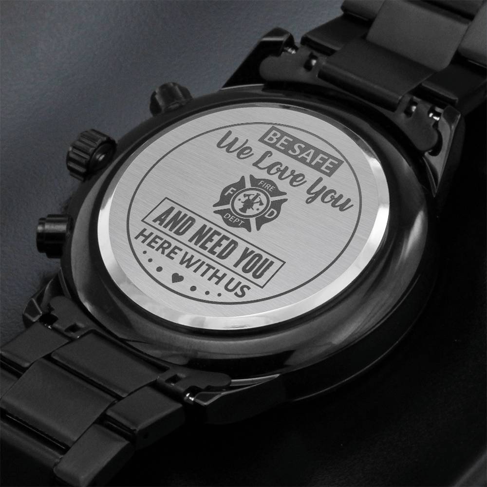 To My Firefighter Husband Need You Here With Us (Charcoal Black) – Men's Watch - Teedubb Xsclusive