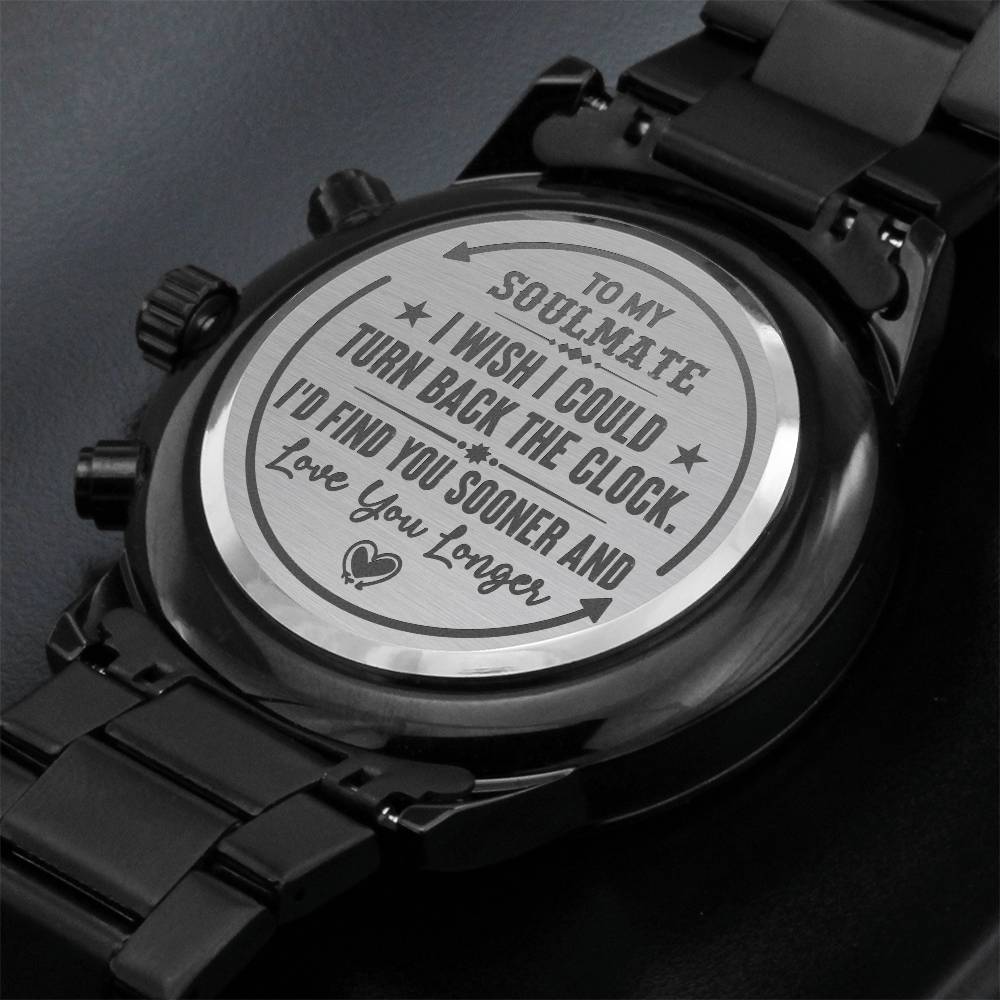 To My Soulmate Turn Back the Clock (Charcoal Black) – Men's Watch - Teedubb Xsclusive