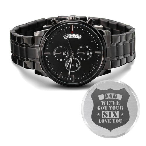 Engraved Watch We've Got Your Six (Charcoal Black) – Men's Watch - Teedubb Xsclusive