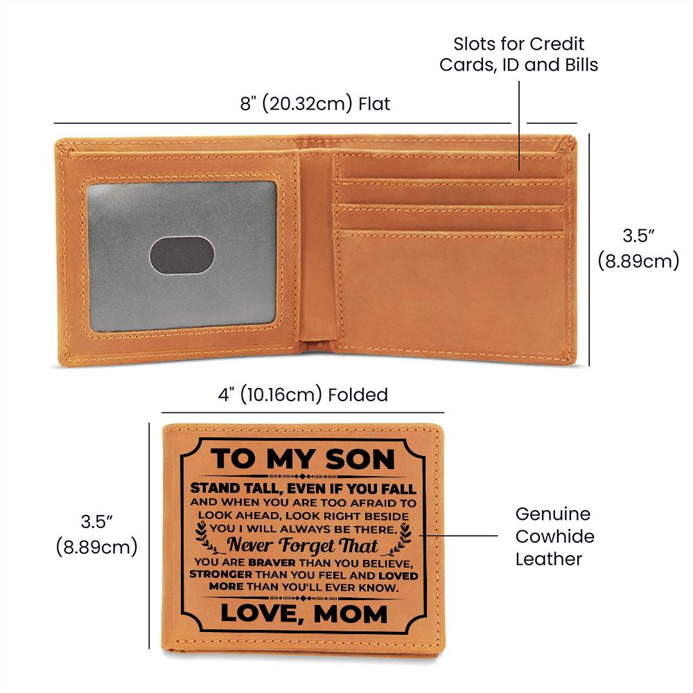 To My Son Stand Tall (Black) – Leather Wallet - Teedubb Xsclusive