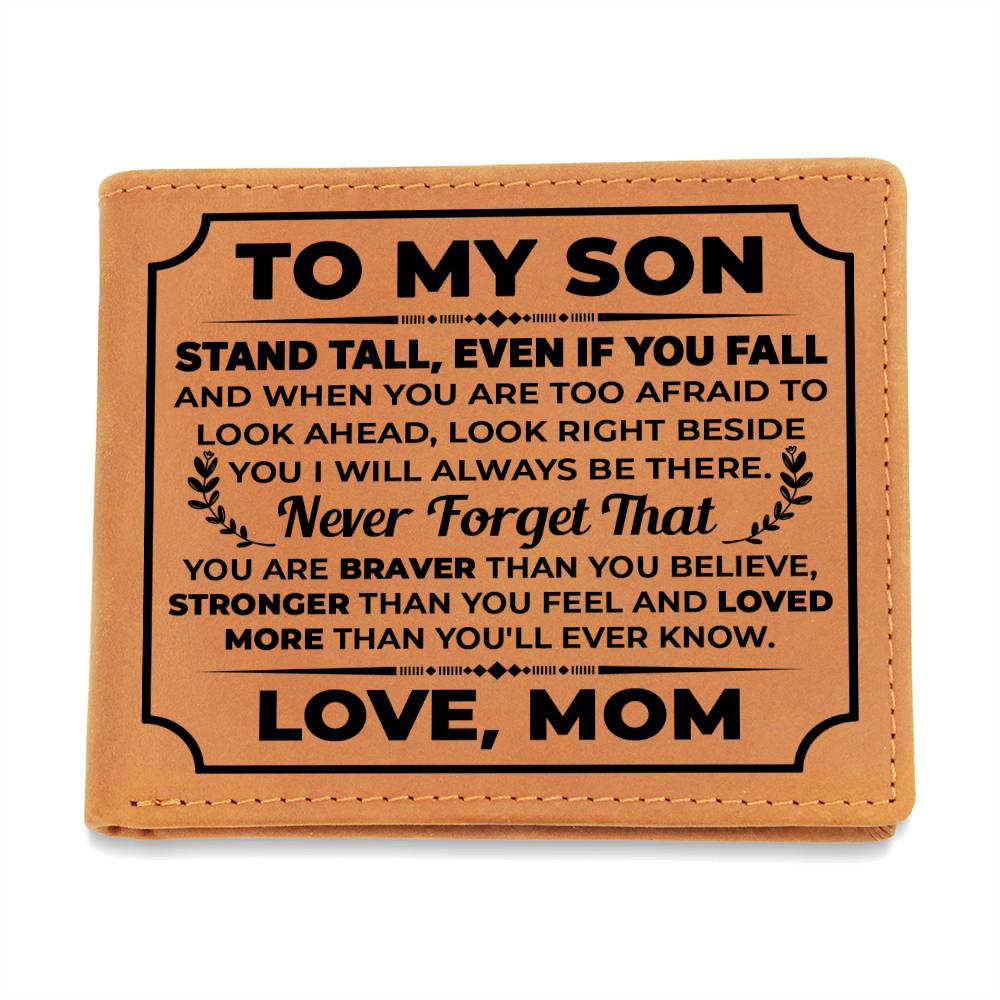 To My Son Stand Tall (Black) – Leather Wallet - Teedubb Xsclusive