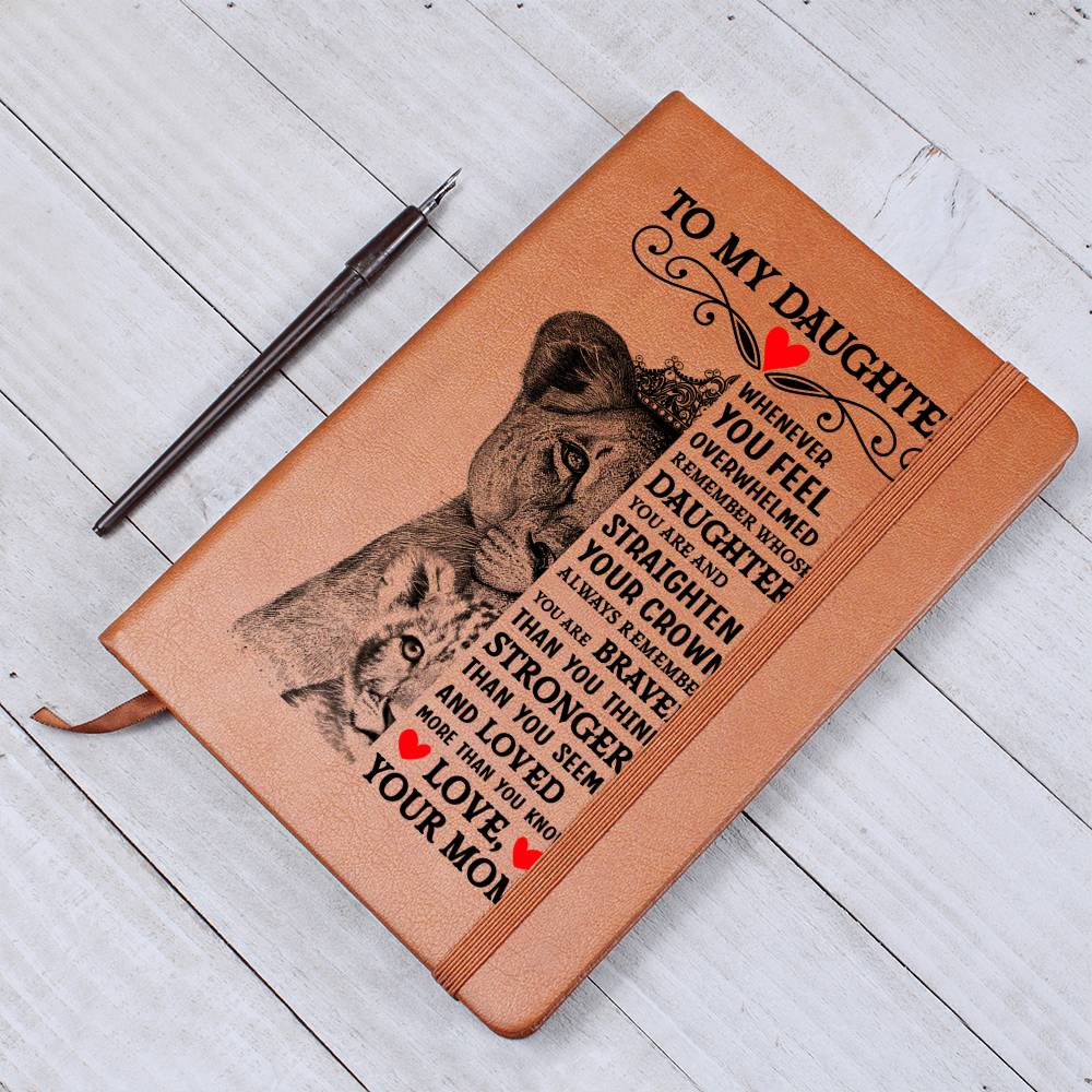 To My Daughter Lion Crown – Leather Journal - Teedubb Xsclusive