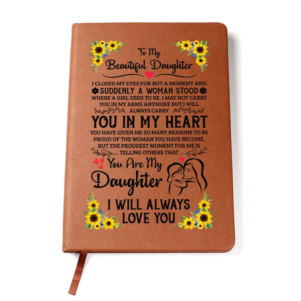 To My Daughter Proud – Leather Journal - Teedubb Xsclusive