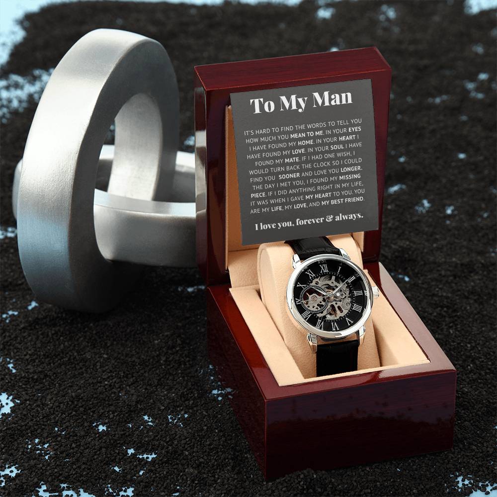 To My Man Life, Love, Best Friend – Luxury Openwork Watch - Teedubb Xsclusive