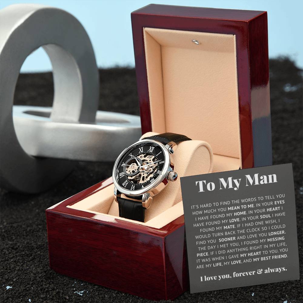 To My Man Life, Love, Best Friend – Luxury Openwork Watch - Teedubb Xsclusive