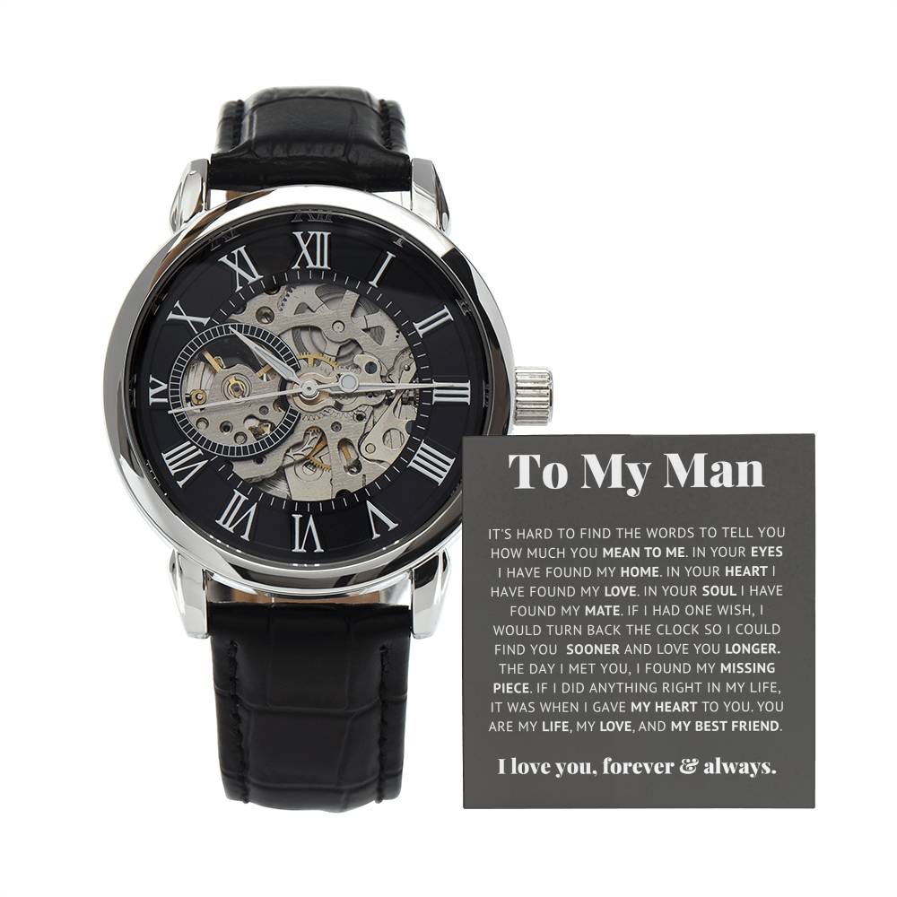 To My Man Life, Love, Best Friend – Luxury Openwork Watch - Teedubb Xsclusive