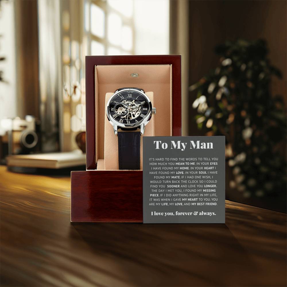 To My Man Life, Love, Best Friend – Luxury Openwork Watch - Teedubb Xsclusive