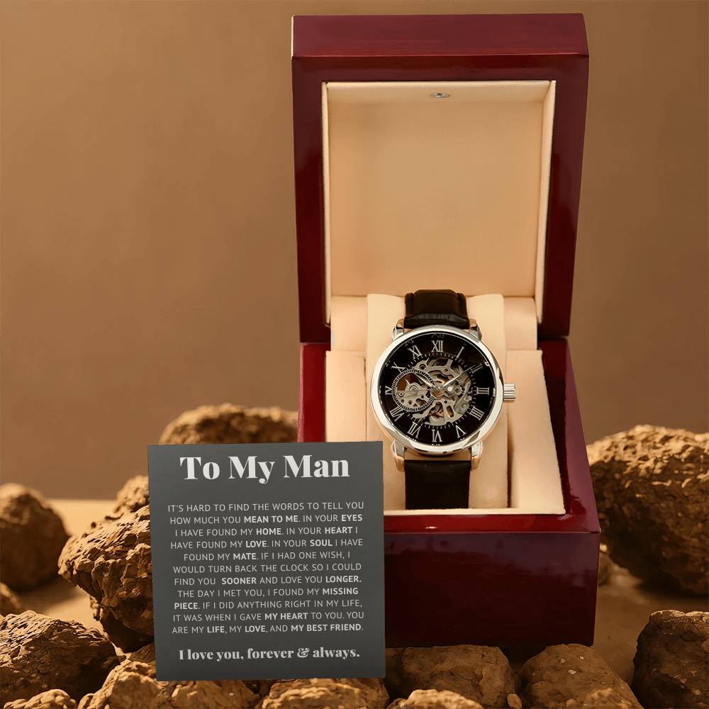 To My Man Life, Love, Best Friend – Luxury Openwork Watch - Teedubb Xsclusive