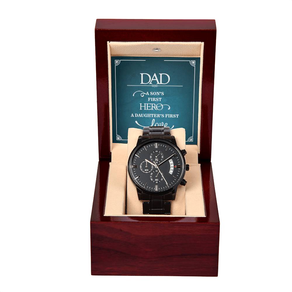 A Son's First Hero - Black Chronograph Watch - Teedubb Xsclusive