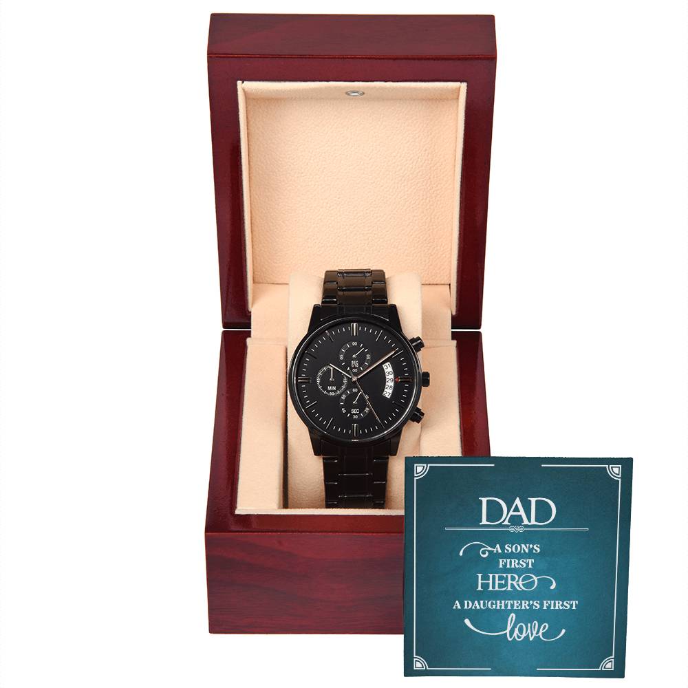 A Son's First Hero - Black Chronograph Watch - Teedubb Xsclusive