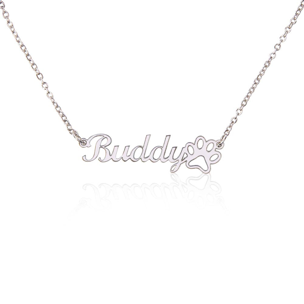 Classic Paw Print Name Necklace - Teedubb Xsclusive