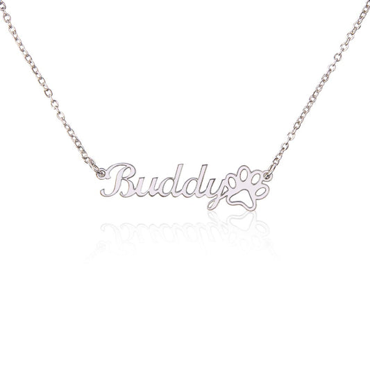 Classic Paw Print Name Necklace - Teedubb Xsclusive