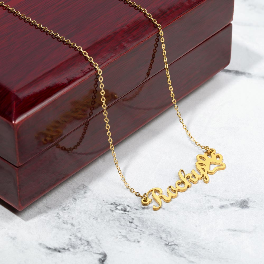 Classic Paw Print Name Necklace - Teedubb Xsclusive