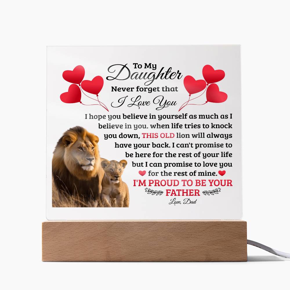 To My Daughter Old Lion – Acrylic Square - Teedubb Xsclusive