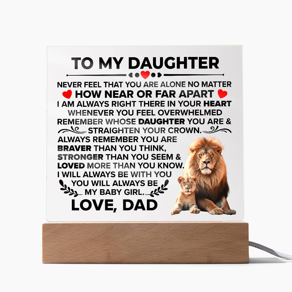To My Daughter Braver – Acrylic Square - Teedubb Xsclusive
