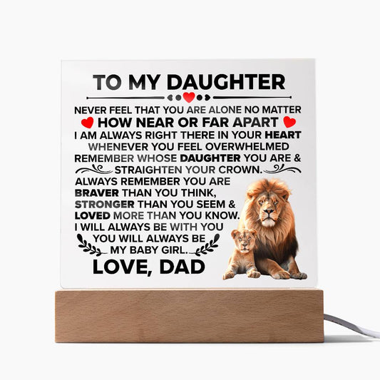 To My Daughter Braver – Acrylic Square - Teedubb Xsclusive