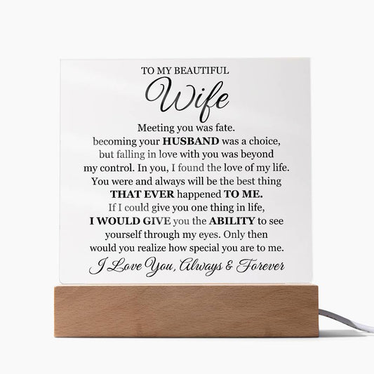 To My Beautiful Wife (Printed) – Acrylic Square - Teedubb Xsclusive