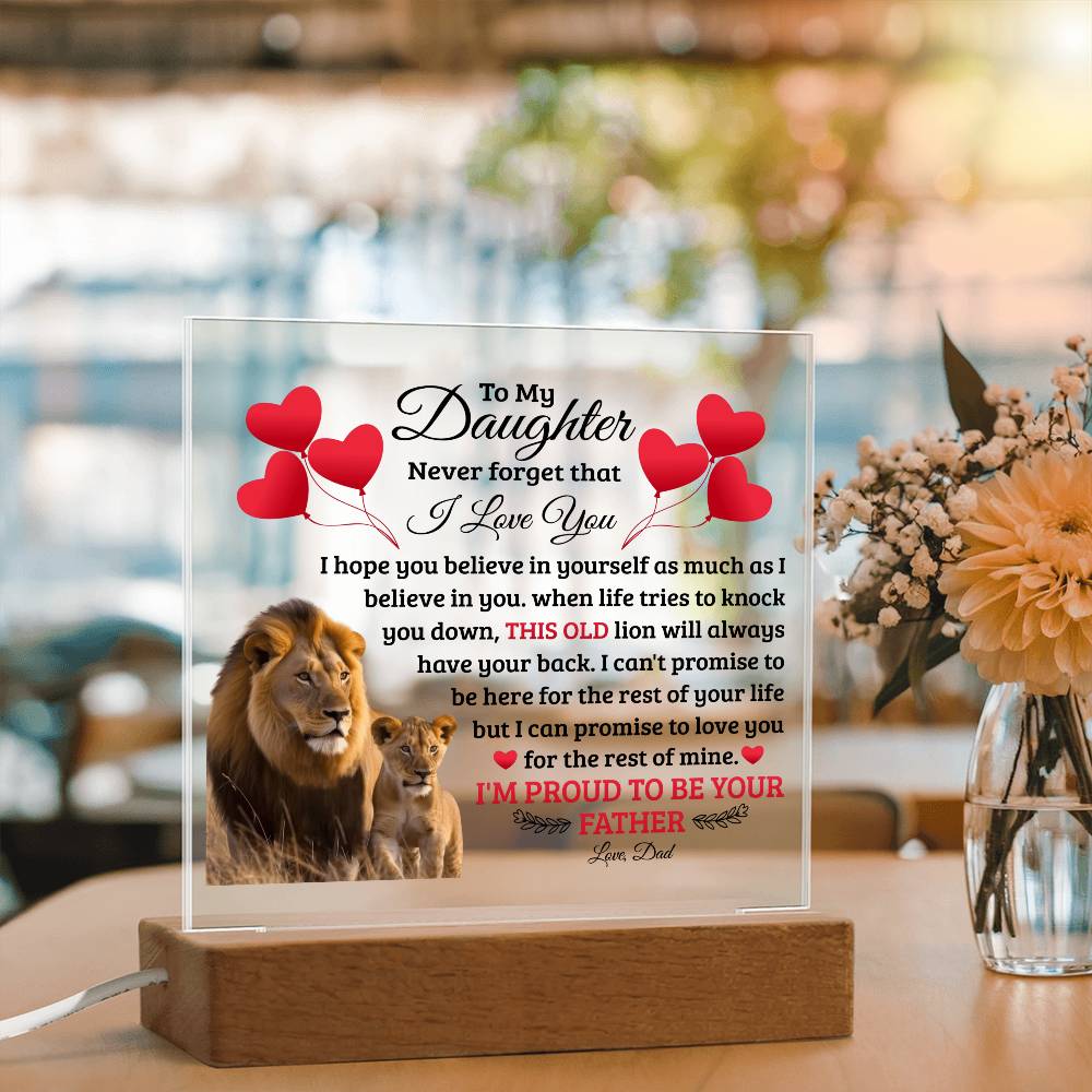 To My Daughter Old Lion – Acrylic Square - Teedubb Xsclusive