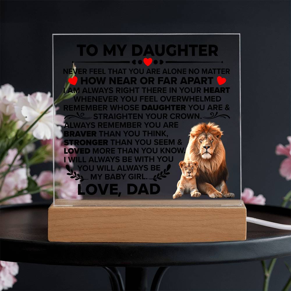 To My Daughter Braver – Acrylic Square - Teedubb Xsclusive