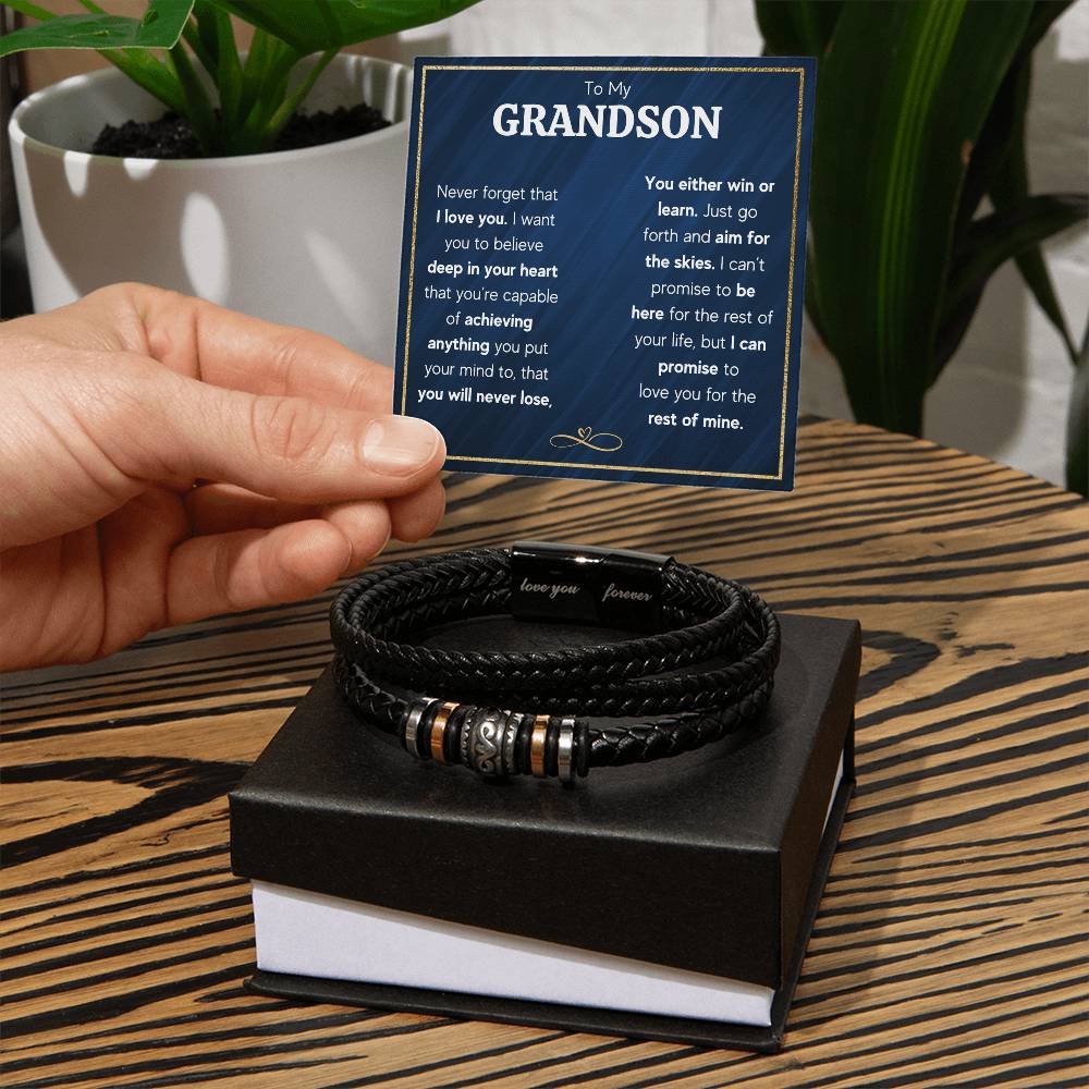 Never Forget Love You Forever (To My Grandson) – Bracelet - Teedubb Xsclusive