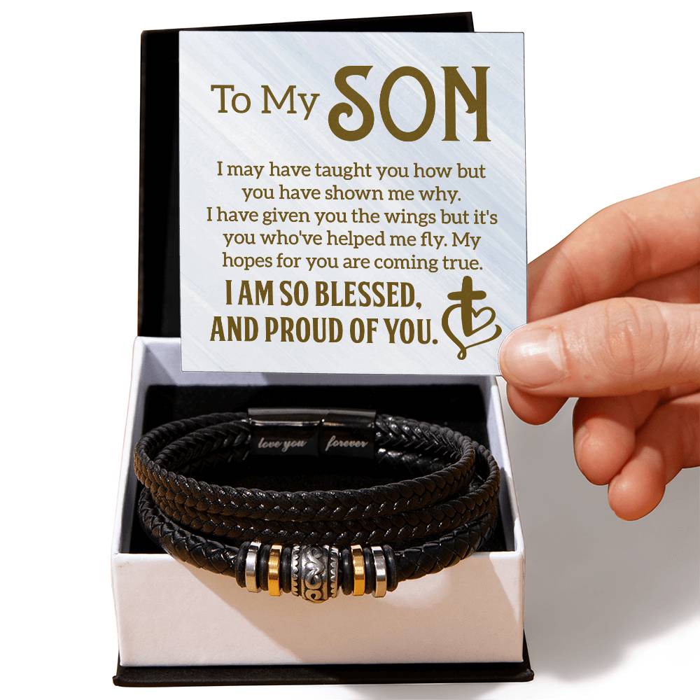 To My Son - Mens Leather Bracelet - Teedubb Xsclusive