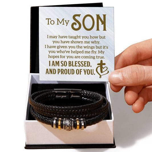 To My Son - Mens Leather Bracelet - Teedubb Xsclusive