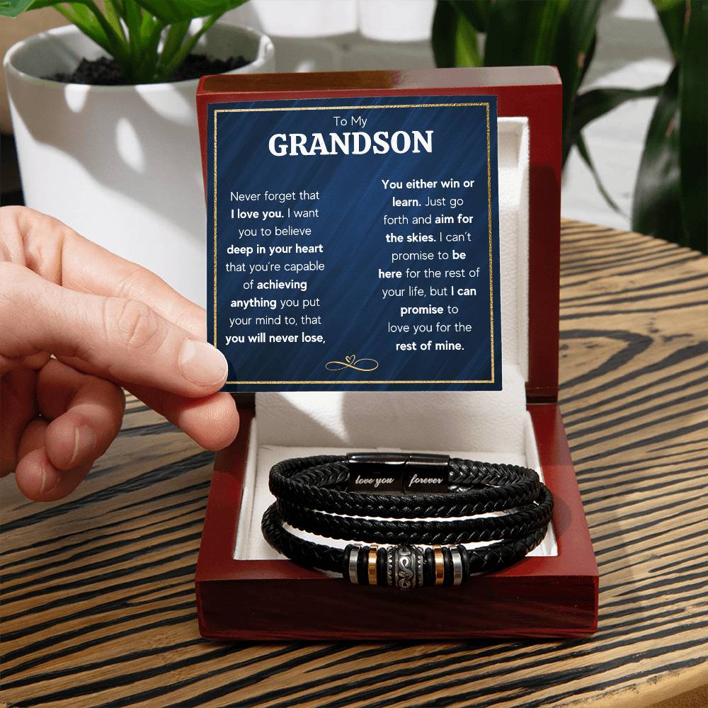 Never Forget Love You Forever (To My Grandson) – Bracelet - Teedubb Xsclusive
