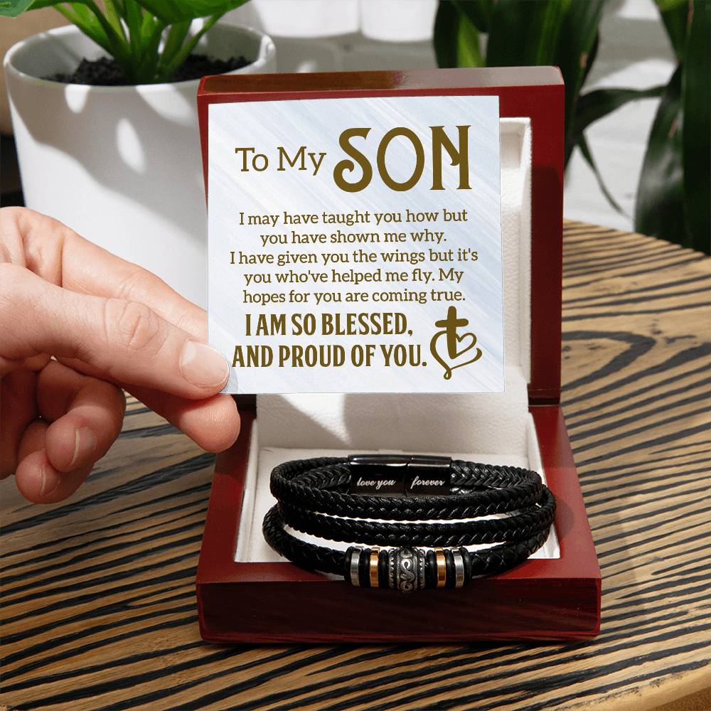 To My Son - Mens Leather Bracelet - Teedubb Xsclusive
