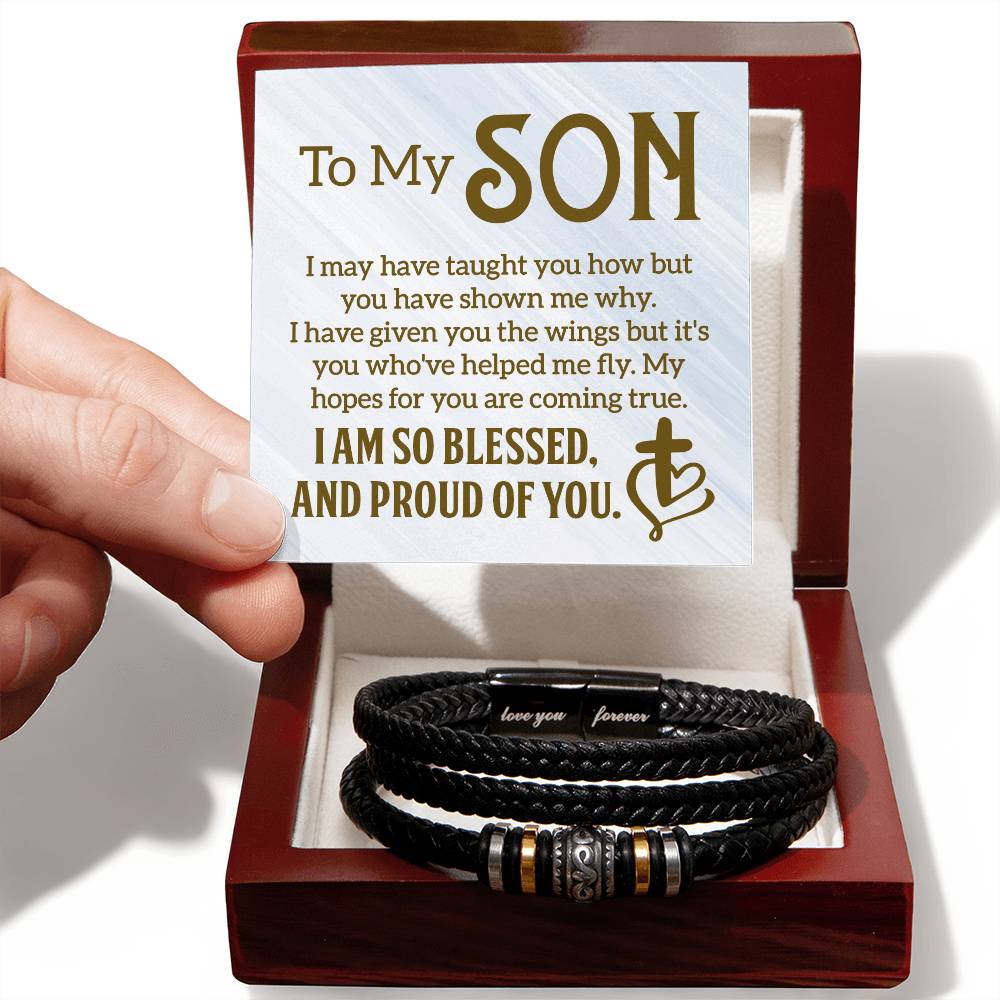 To My Son - Mens Leather Bracelet - Teedubb Xsclusive