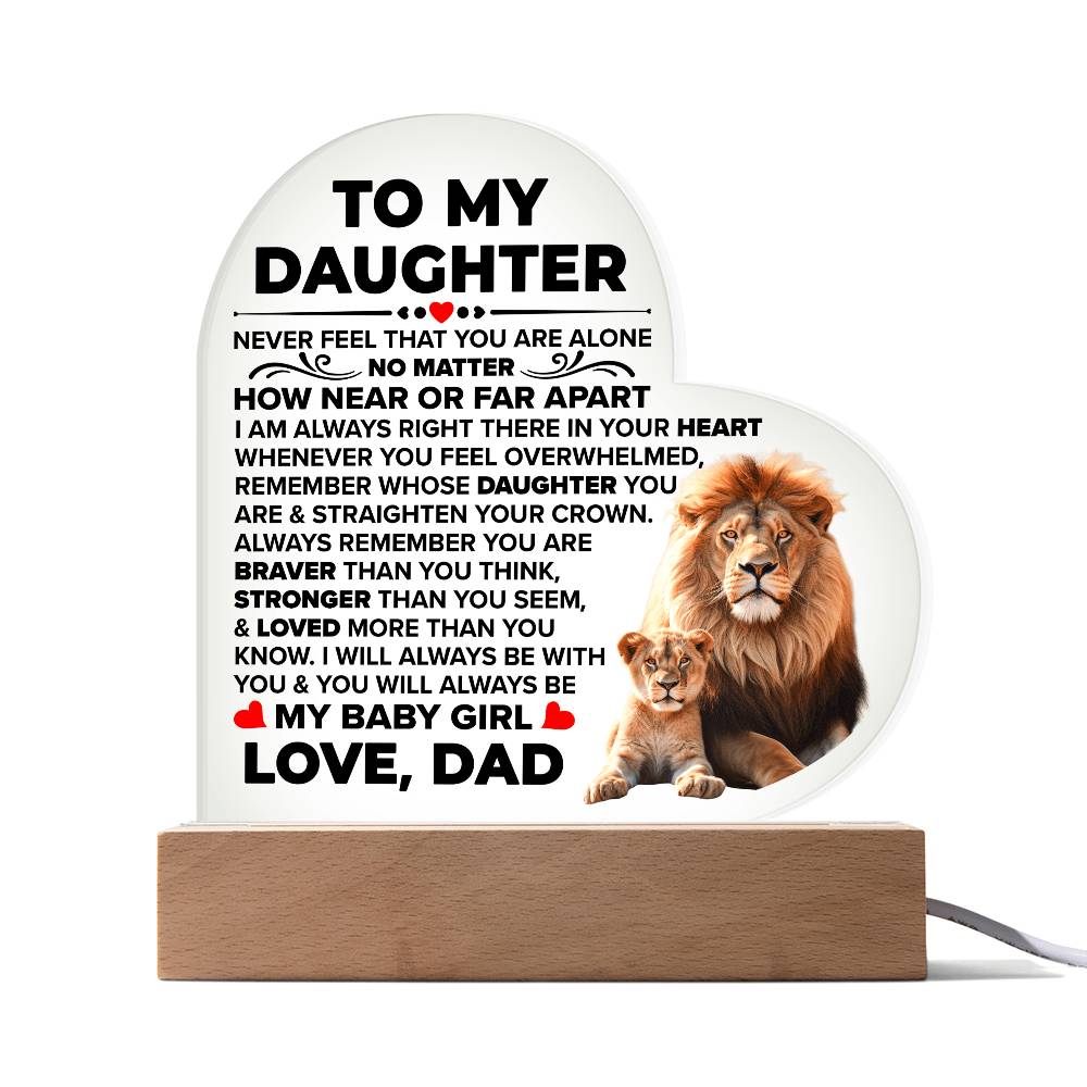 To My Daughter Braver – Acrylic Heart Plaque - Teedubb Xsclusive