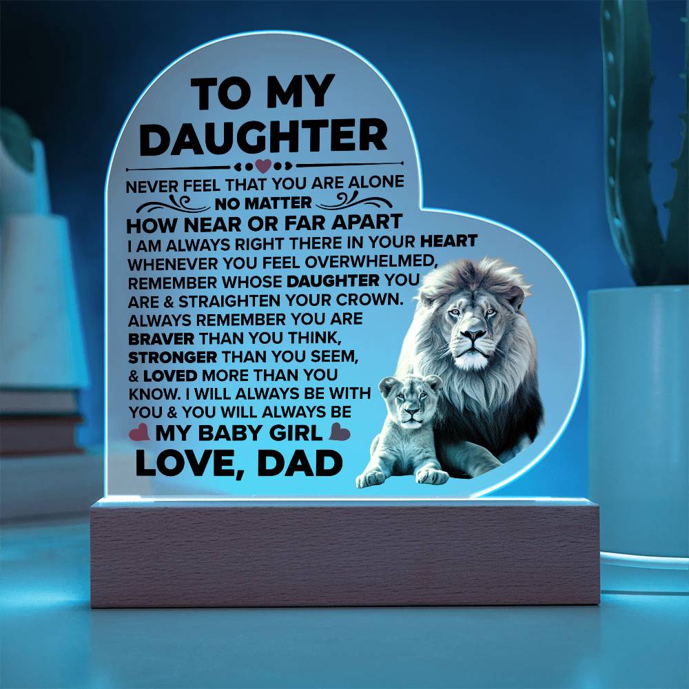 To My Daughter Braver – Acrylic Heart Plaque - Teedubb Xsclusive