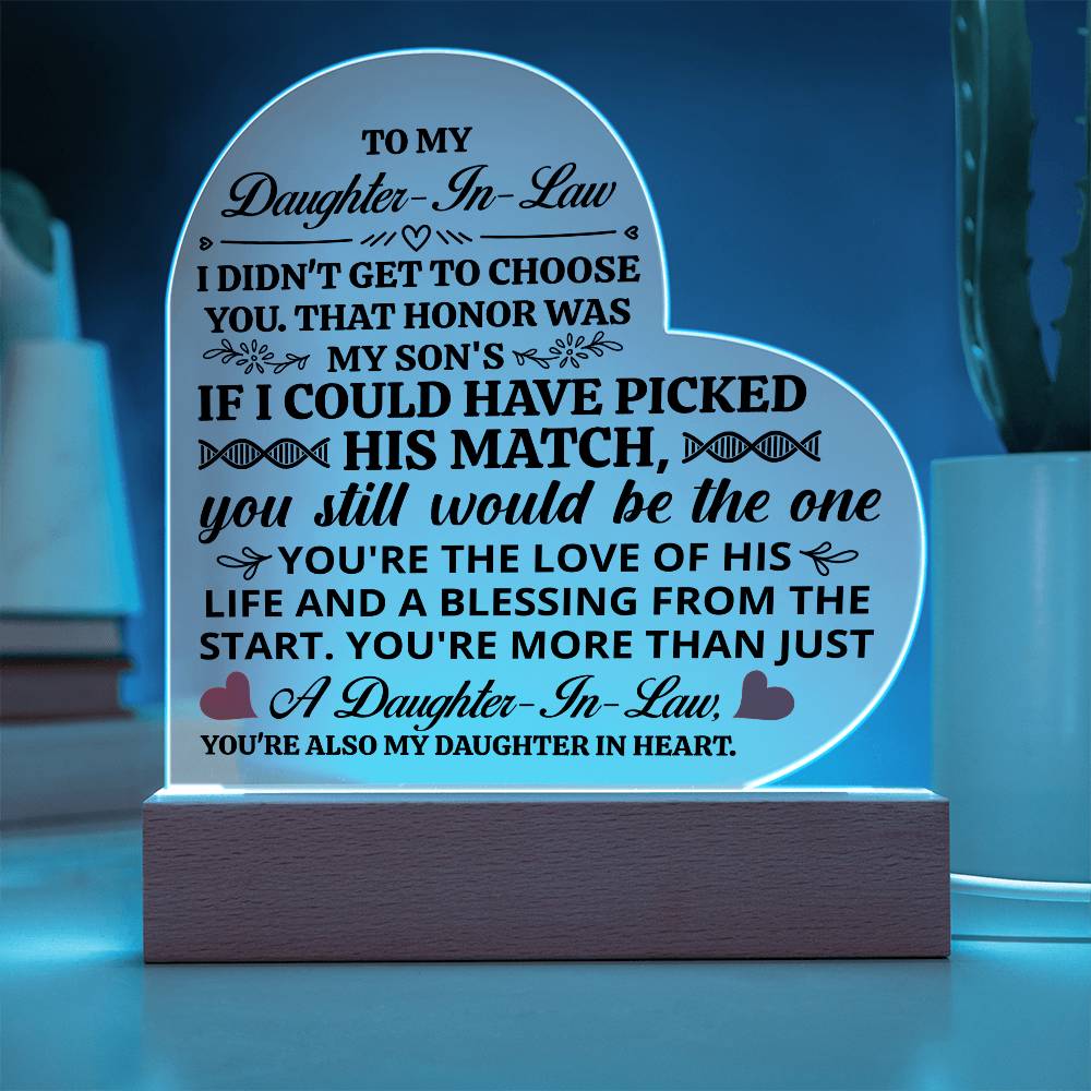 To My Daughter-in-Law Honor – Acrylic Heart Plaque - Teedubb Xsclusive