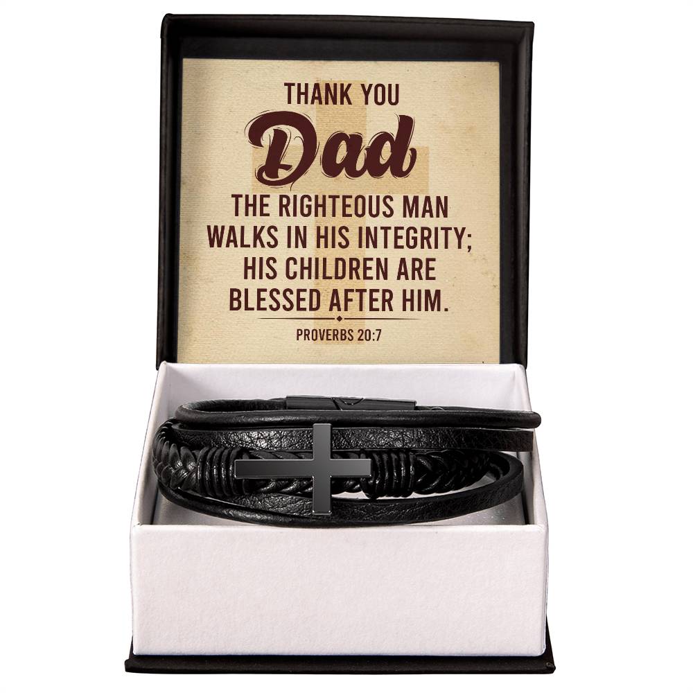 Proverbs 20:7 - Leather Cross Bracelet - Teedubb Xsclusive