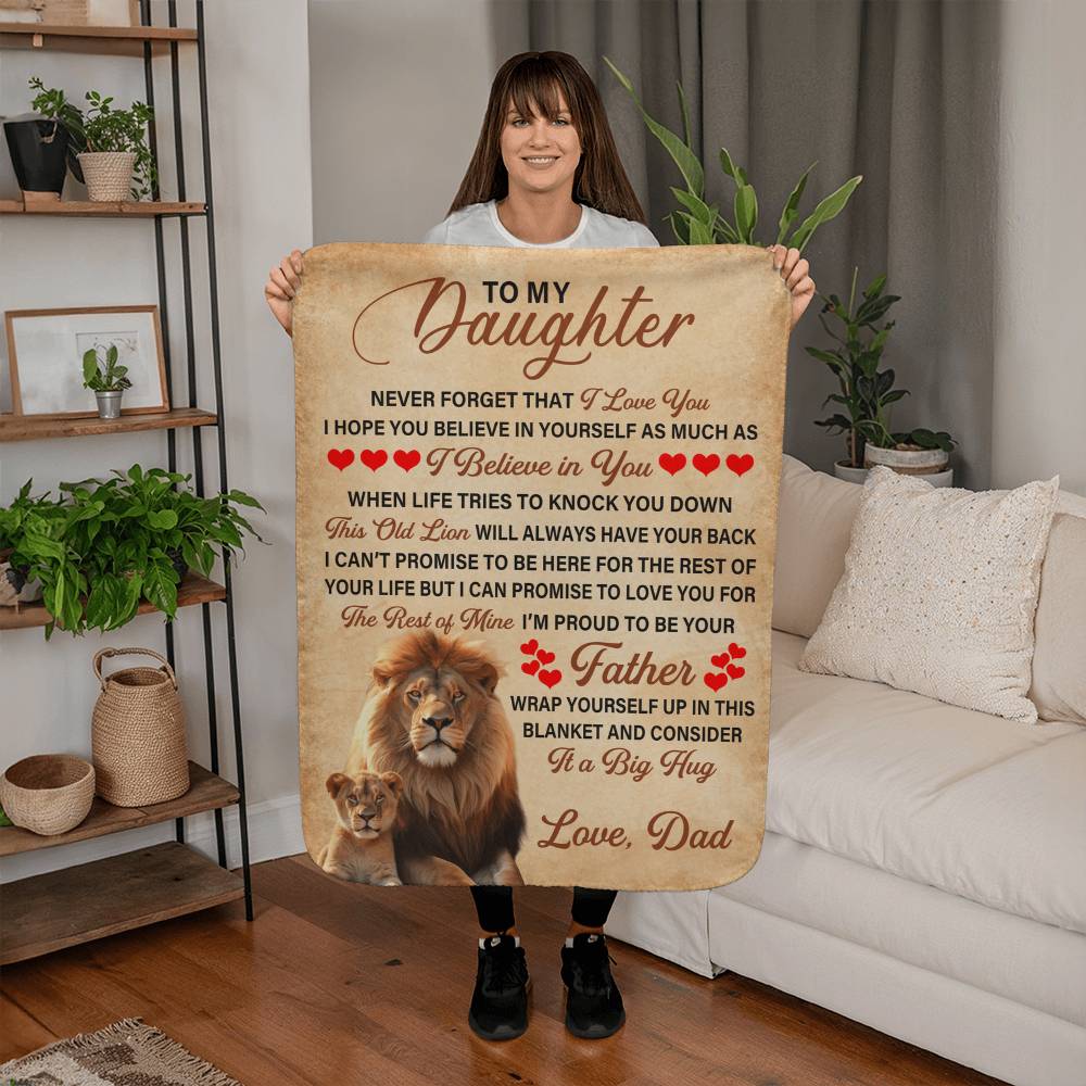 To My Daughter This Old Lion – Sherpa Fleece Blanket - Teedubb Xsclusive