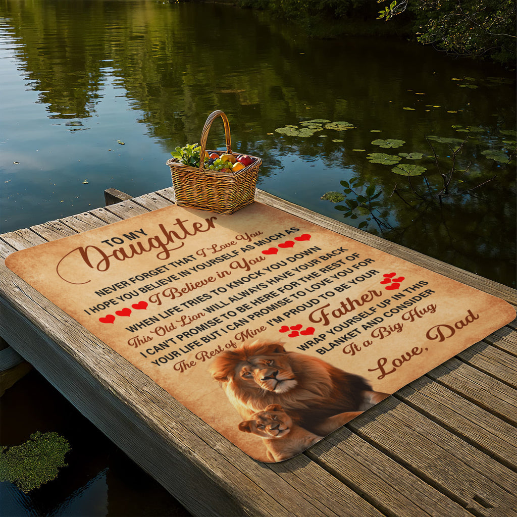 To My Daughter This Old Lion – Sherpa Fleece Blanket - Teedubb Xsclusive