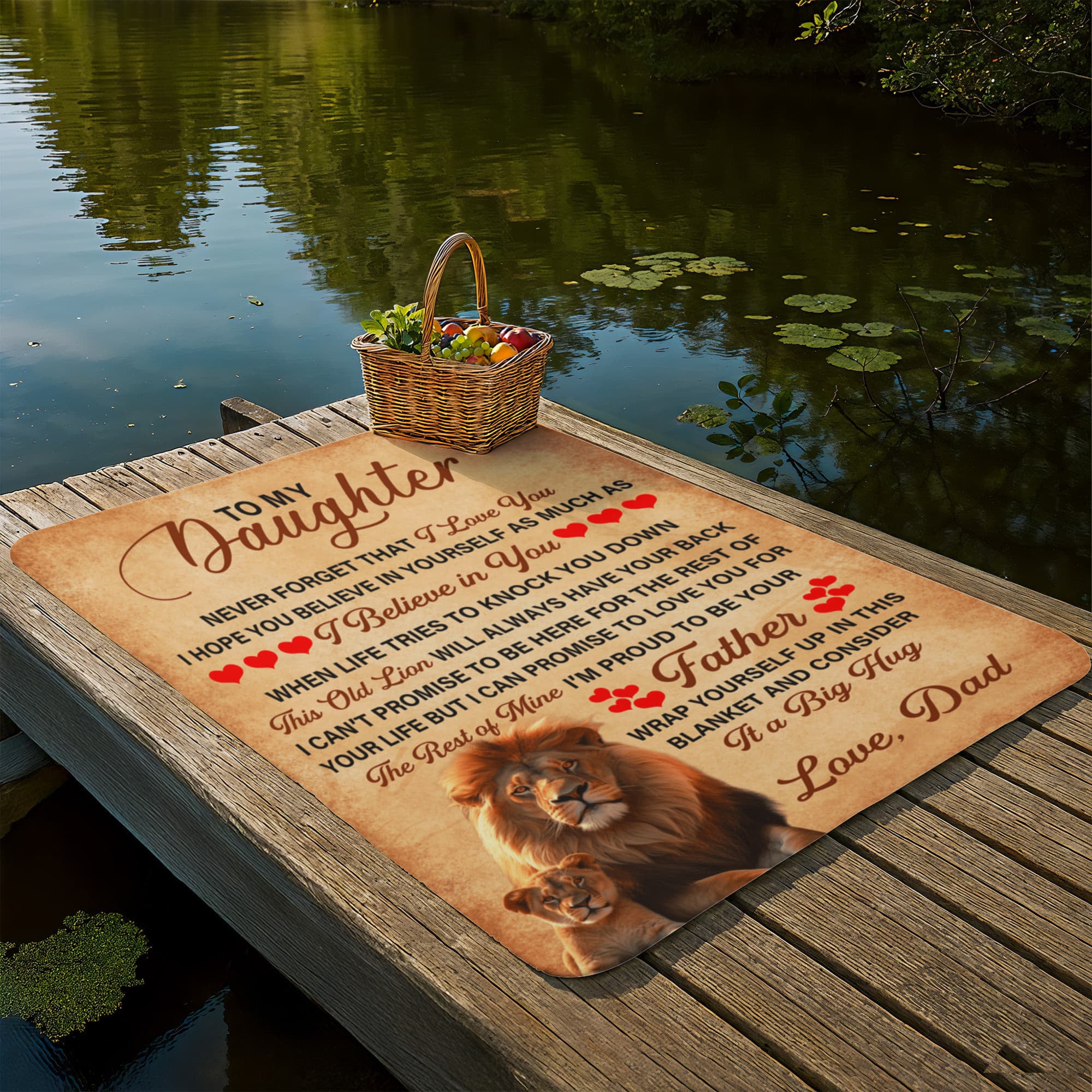 To My Daughter This Old Lion – Sherpa Fleece Blanket - Teedubb Xsclusive