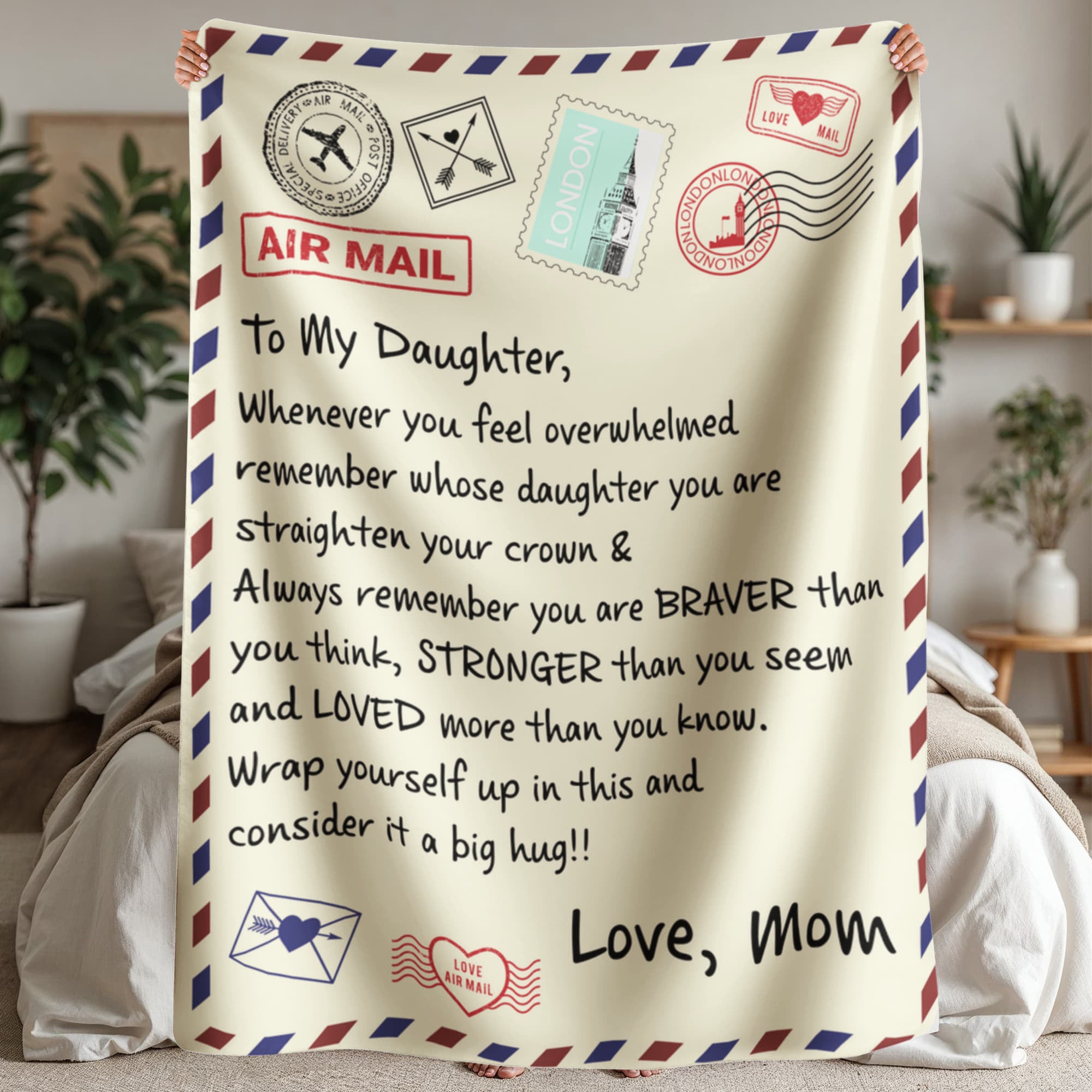 To My Daughter Braver I Love You (From Mom) – Sherpa Fleece Blanket - Teedubb Xsclusive