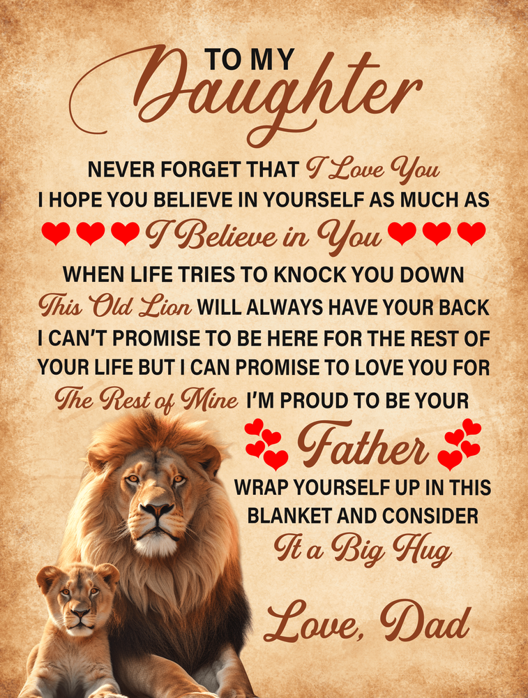 To My Daughter This Old Lion – Sherpa Fleece Blanket - Teedubb Xsclusive