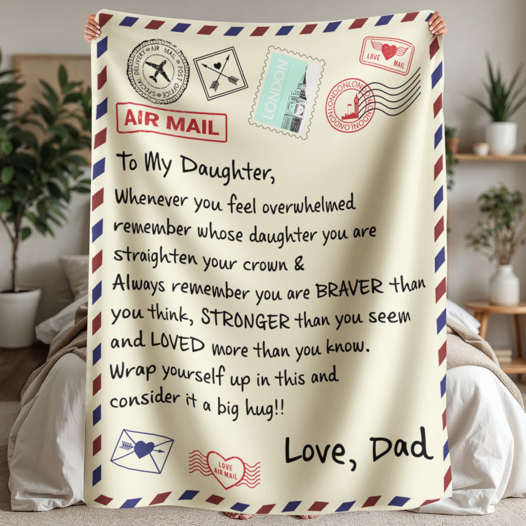 To My Daughter Braver (From Dad) – Sherpa Fleece Blanket - Teedubb Xsclusive