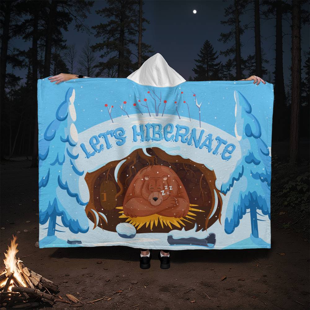 Let's Hibernate – Hooded Sherpa Fleece Blanket - Teedubb Xsclusive