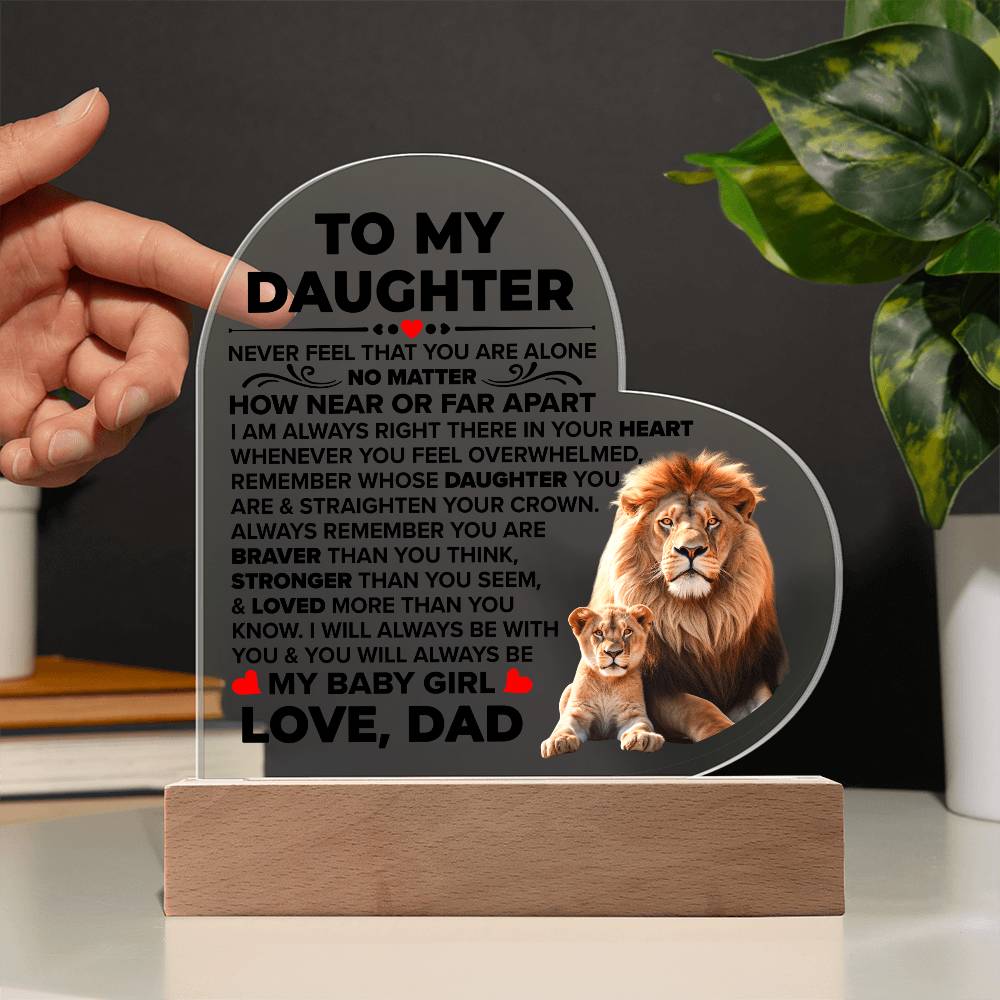 To My Daughter Braver – Acrylic Heart Plaque - Teedubb Xsclusive