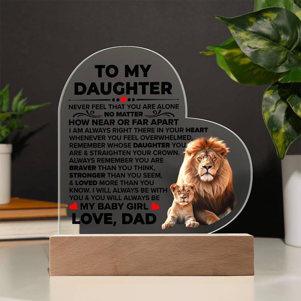 To My Daughter Braver – Acrylic Heart Plaque - Teedubb Xsclusive
